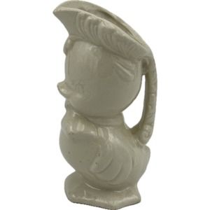 Vtg Shawnee Pottery Duck Bird Pitcher Jug White 7 1/2" Tall Farmhouse Decor Core